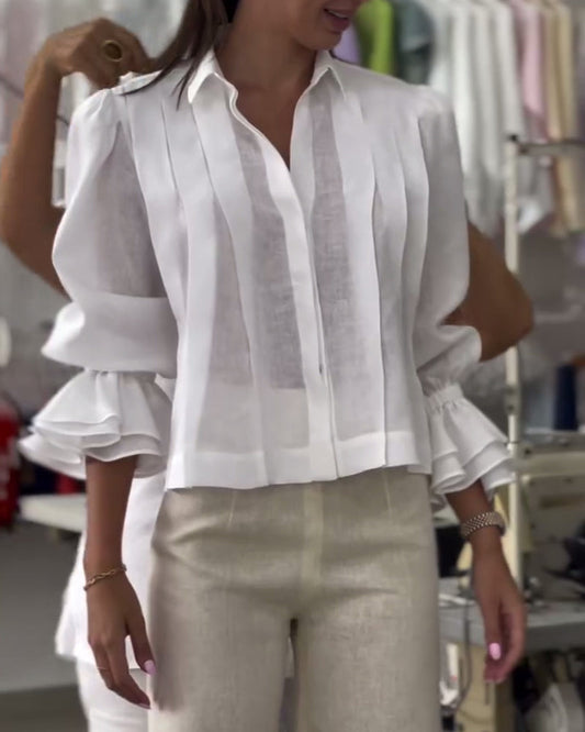Chemise à manches bouffantes et à volants Aumora