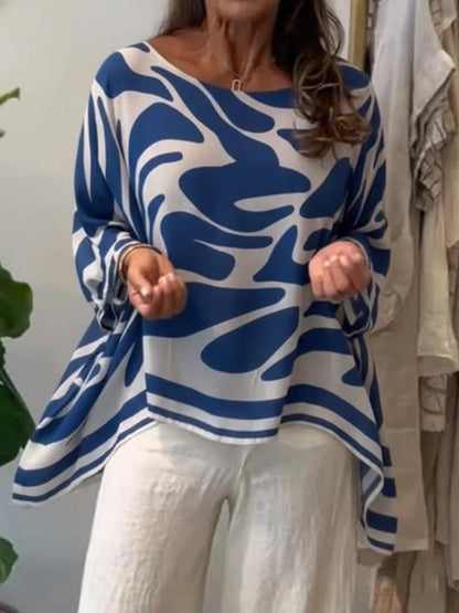 Blouse en mousseline imprimée décontractée à coupe ample