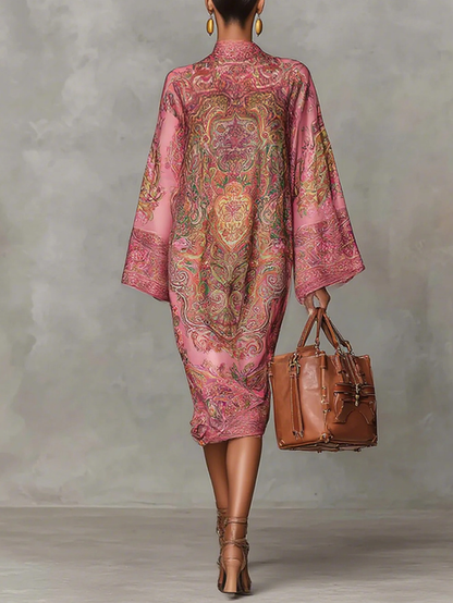 Robe midi grande taille à imprimé cachemire urbain