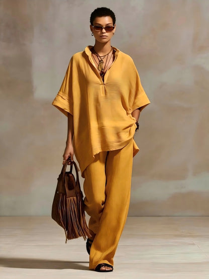 Oversized Relaxed Two Piece Linen Feel Matching Set