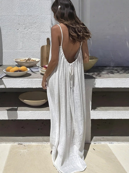 Robe longue maxi à bretelles spaghetti sans dos