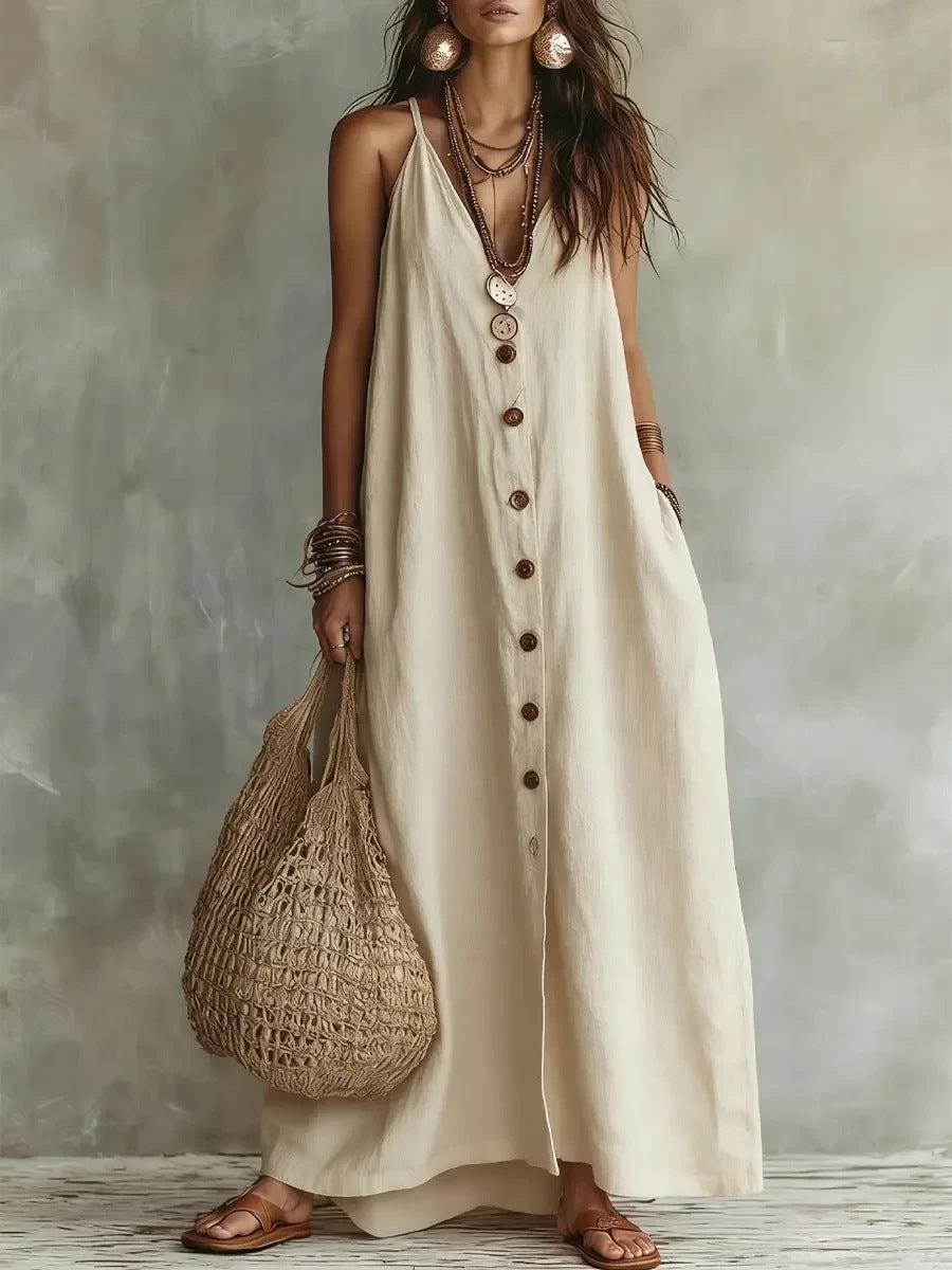 🌿 Boho Linen Maxi Dress: Effortless Summer Style