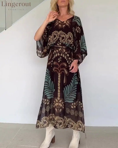 Bohemian V-Neck Loose Dress