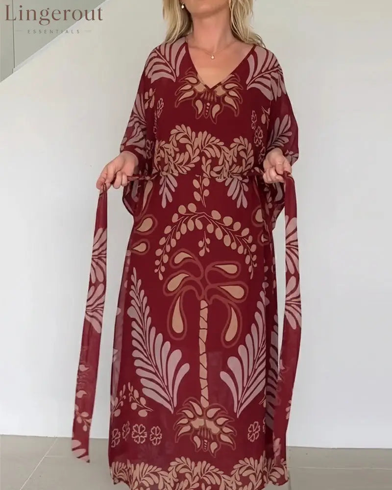 Bohemian V-Neck Loose Dress