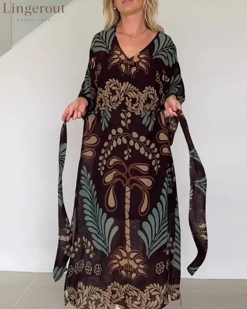 Bohemian V-Neck Loose Dress