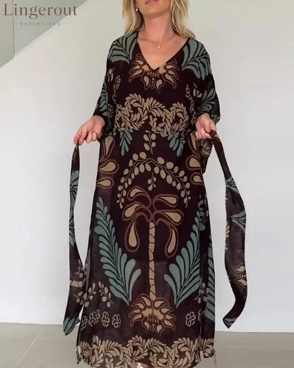 Bohemian V-Neck Loose Dress