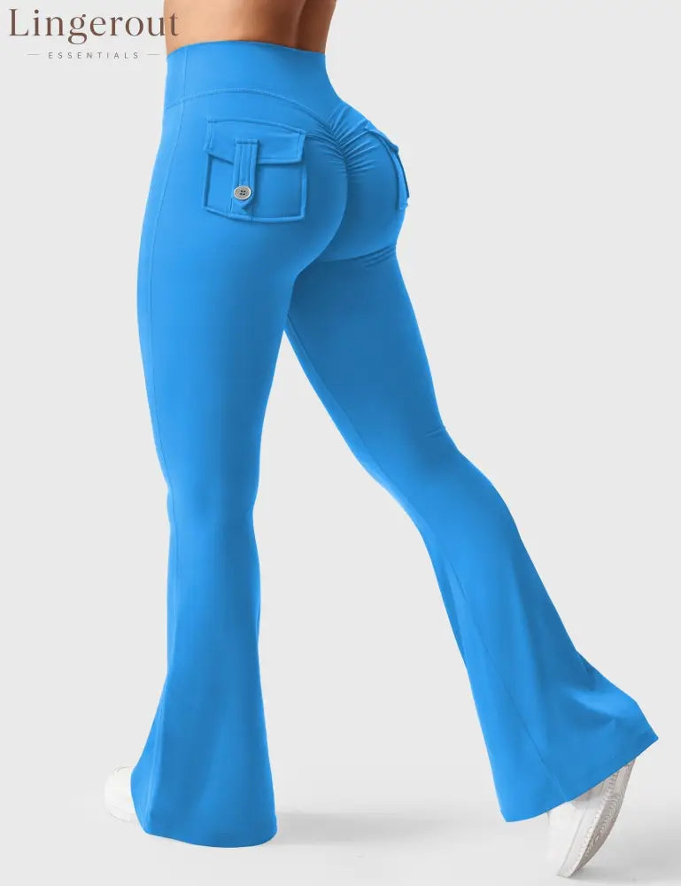 Brittany Flared Leggings with Pockets - Blue / XS