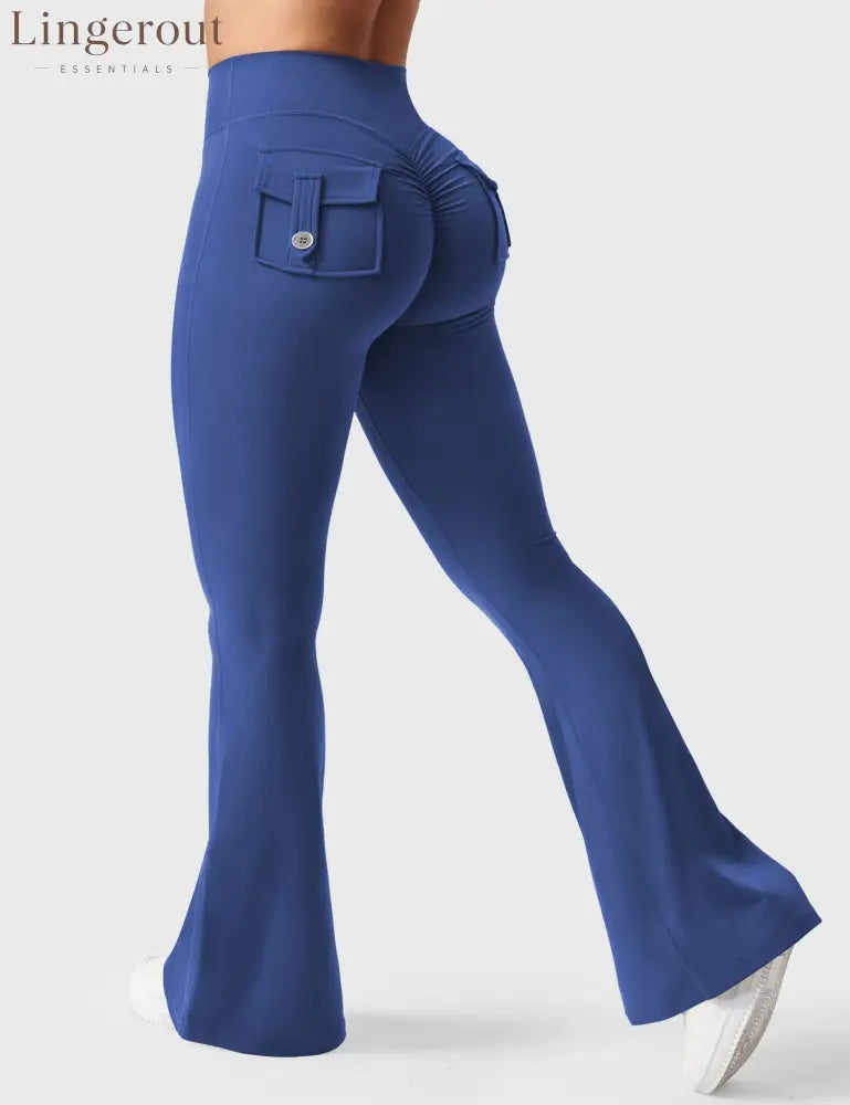Brittany Flared Leggings with Pockets - Dark Blue / XS
