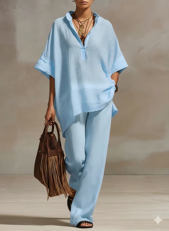 Oversized Relaxed Two Piece Linen Feel Matching Set