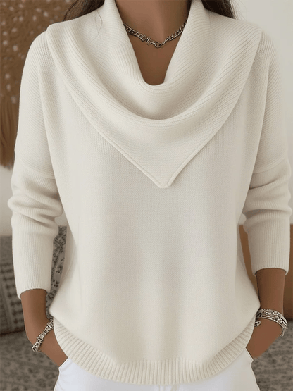 Pull col triangle uni doux style rétro élégant