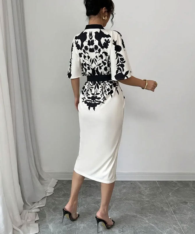 Robe midi imprimée noire