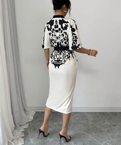 Robe midi imprimée noire