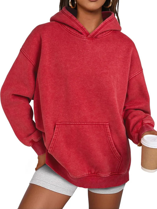 Pull à capuche délavé à coupe oversize décontracté unisexe
