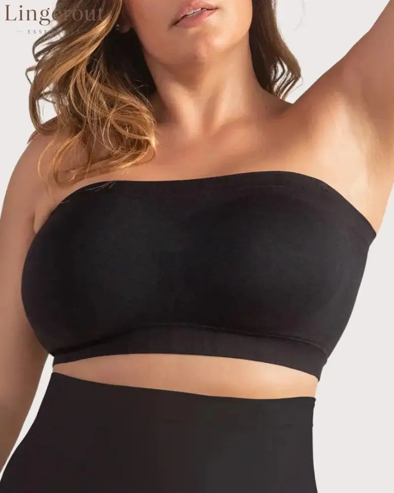 Convertible Strapless Bandeau Bra with Wireless Comfort Anti-Slip Grip & Removable Straps - Black / S