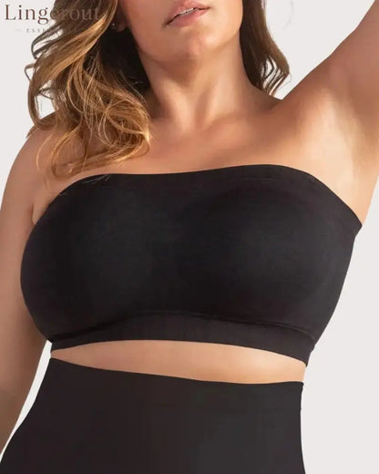 Convertible Strapless Bandeau Bra with Wireless Comfort Anti-Slip Grip & Removable Straps - Black / S