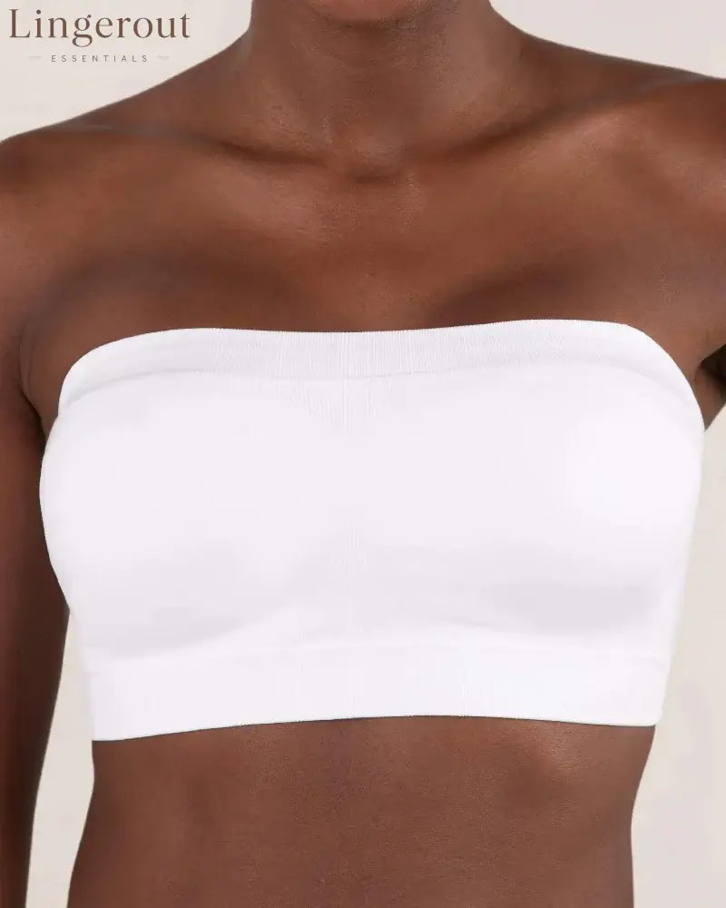 Convertible Strapless Bandeau Bra with Wireless Comfort Anti-Slip Grip & Removable Straps - White / S