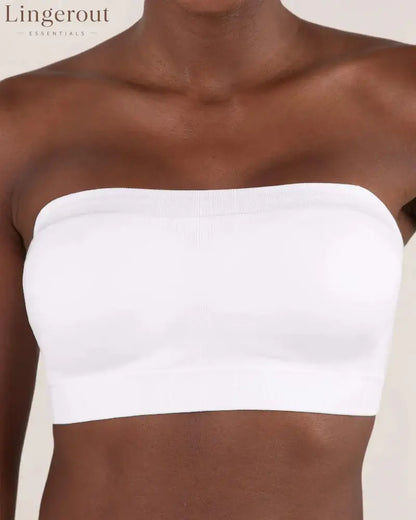 Convertible Strapless Bandeau Bra with Wireless Comfort Anti-Slip Grip & Removable Straps - White / S