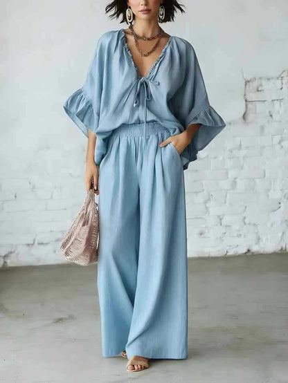 Linen Blend Vacation Two Piece Matching Set