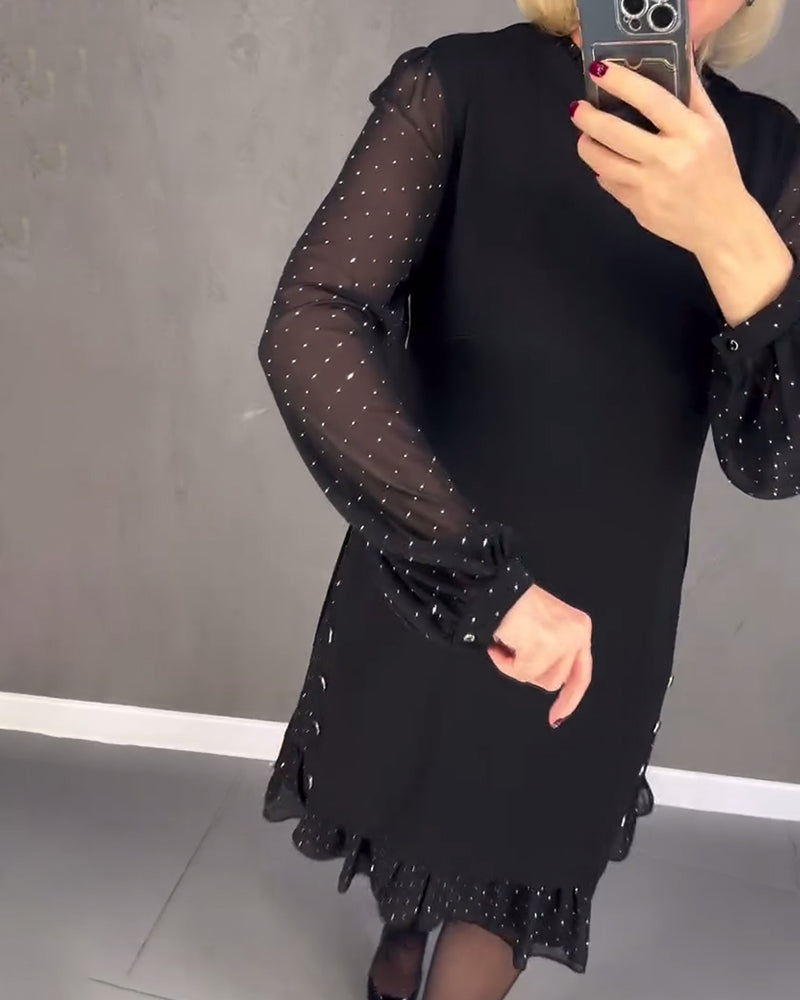 robe à pois à manches longues