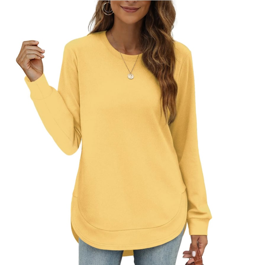 Sweatshirt femme col rond ourlet incurvé