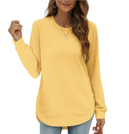Sweatshirt femme col rond ourlet incurvé