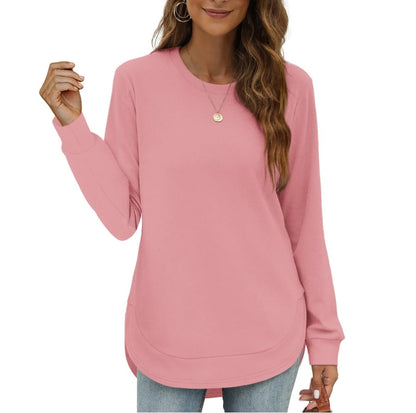 Sweatshirt femme col rond ourlet incurvé