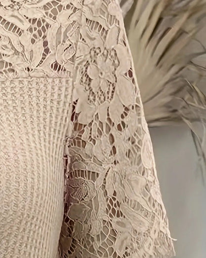 T‑shirt tricoté à panneaux de dentelle