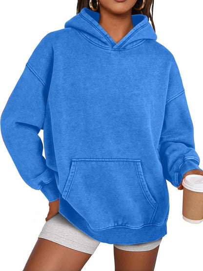 Pull à capuche délavé à coupe oversize décontracté unisexe