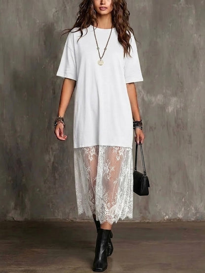 Women's Loose-fit Lace Patchwork Dress