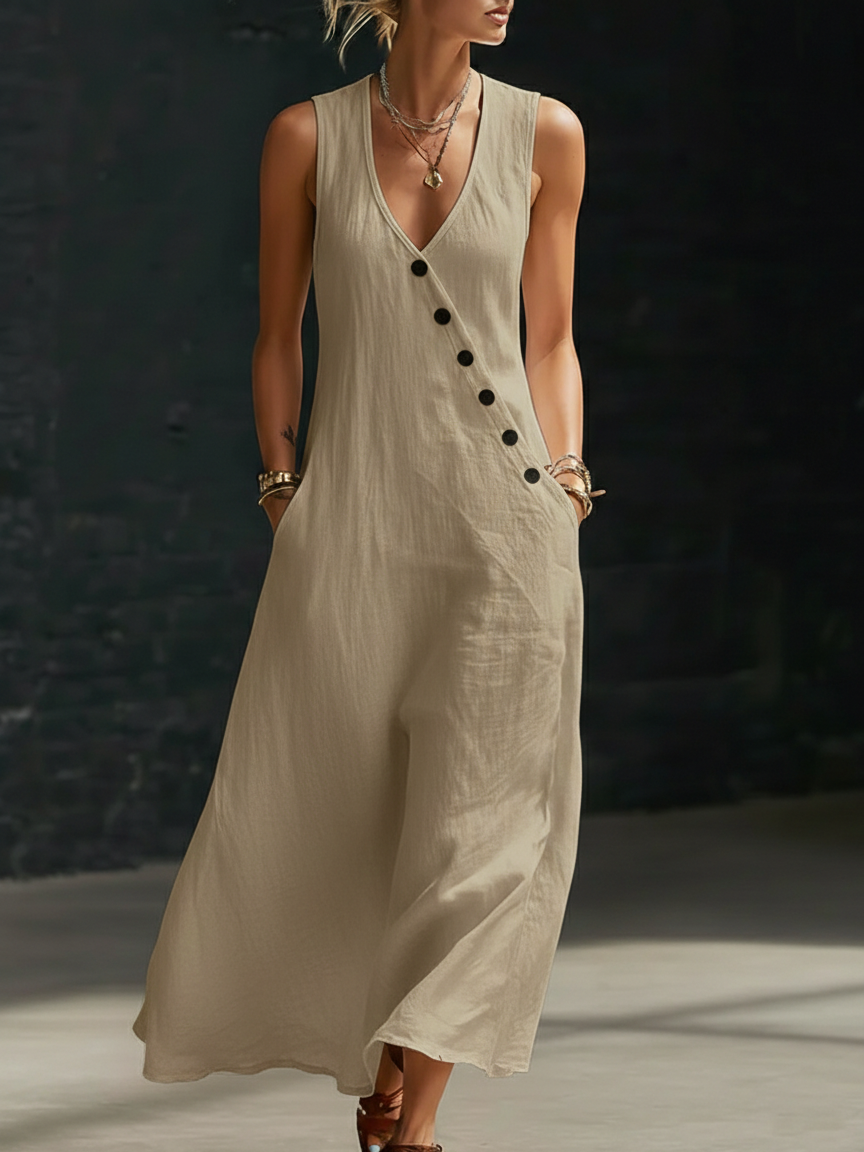 Robe boutonnée minimaliste et confortable