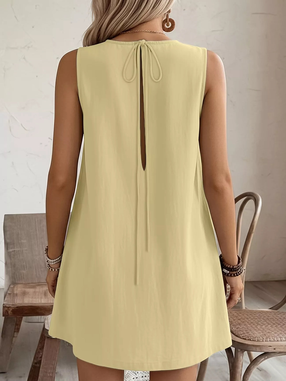 Frill Sleeveless Round Neck Dress