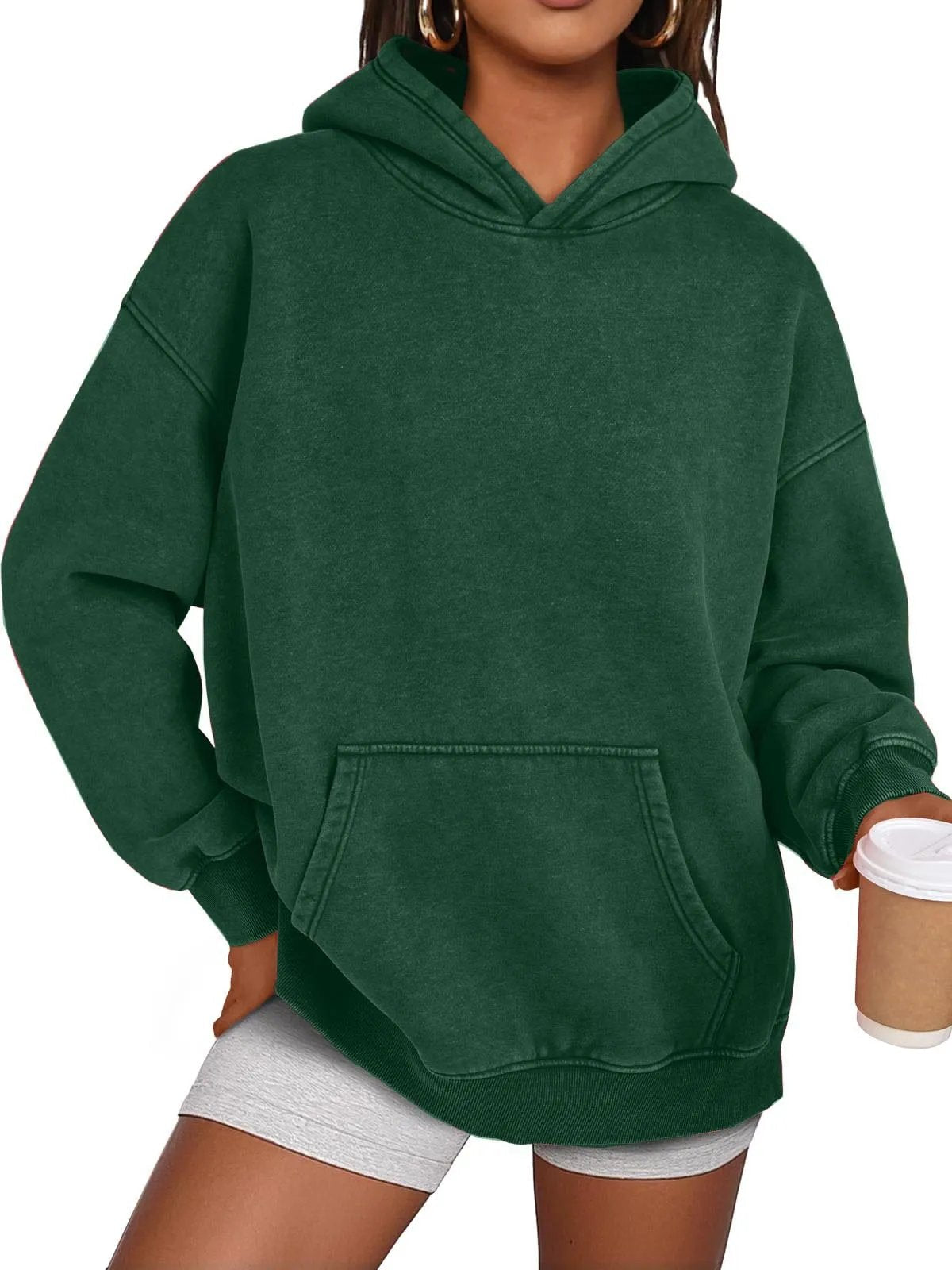 Pull à capuche délavé à coupe oversize décontracté unisexe