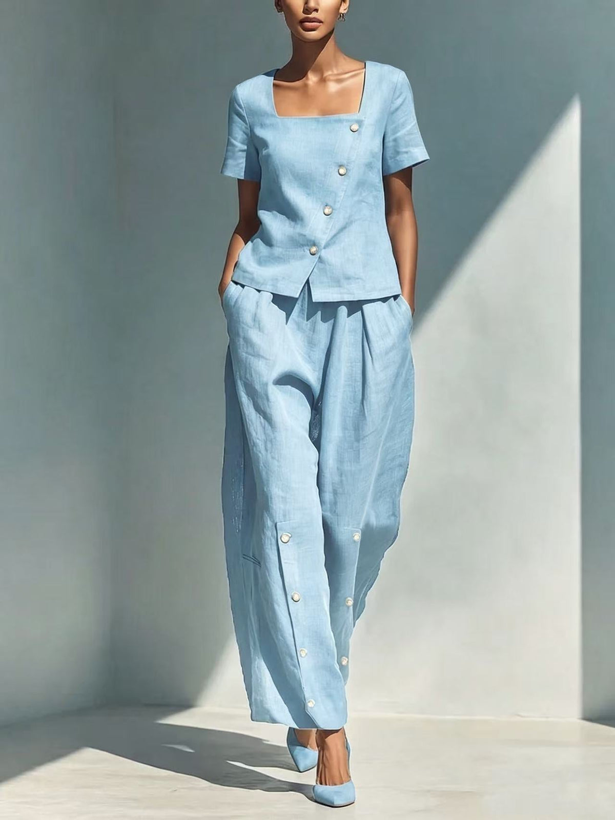 Ensemble deux pièces en lin sur mesure