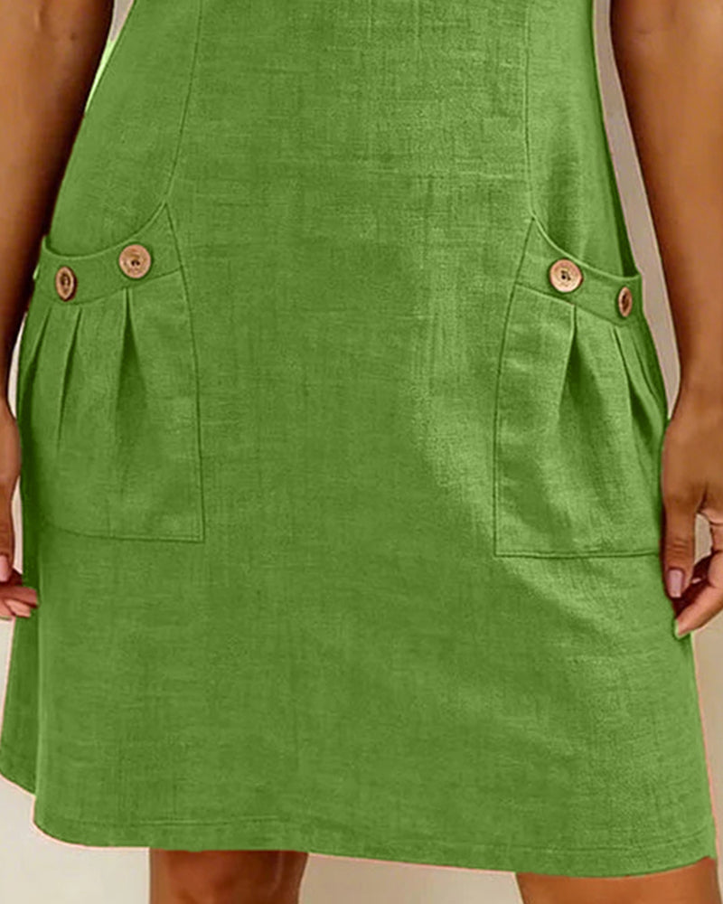 Robe en coton et lin avec poche à fermeture éclair