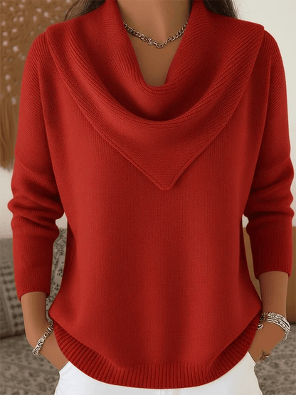 Pull col triangle uni doux style rétro élégant