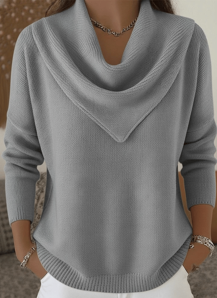 Pull col triangle uni doux style rétro élégant