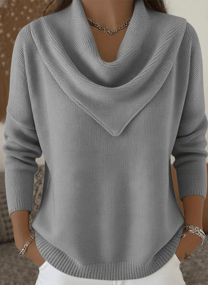 Pull col triangle uni doux style rétro élégant
