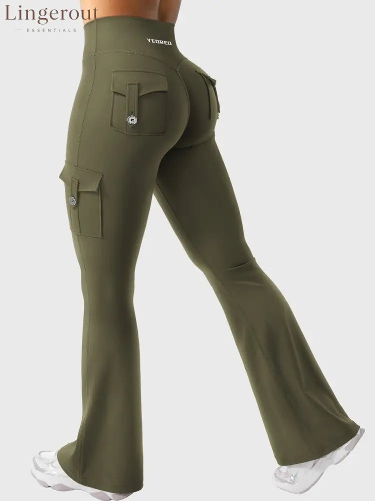 hugmecurve Hedda 32’’ CoreFlex Flared Leggings - Army Green / XS