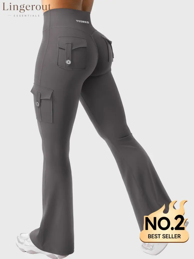 hugmecurve Hedda 32’’ CoreFlex Flared Leggings - Dark Grey / XS