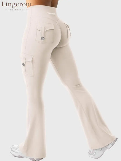 hugmecurve Hedda 32’’ CoreFlex Flared Leggings - Light Khaki / XS