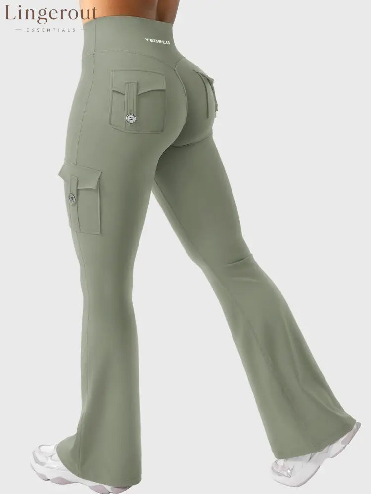 hugmecurve Hedda 32’’ CoreFlex Flared Leggings - Sage Green / XS
