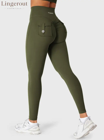 hugmecurve High Waist Charm Leggings - Army Green / S