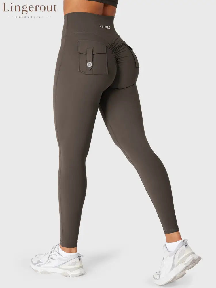 hugmecurve High Waist Charm Leggings - Coffee / S
