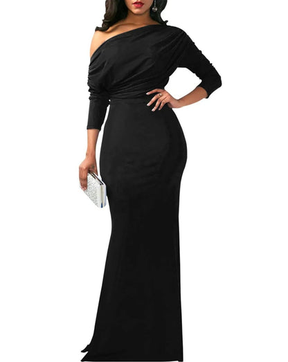 Robe de soirée longue de fête formelle moulante élégante sans épaules et sans manches pour femmes 2025