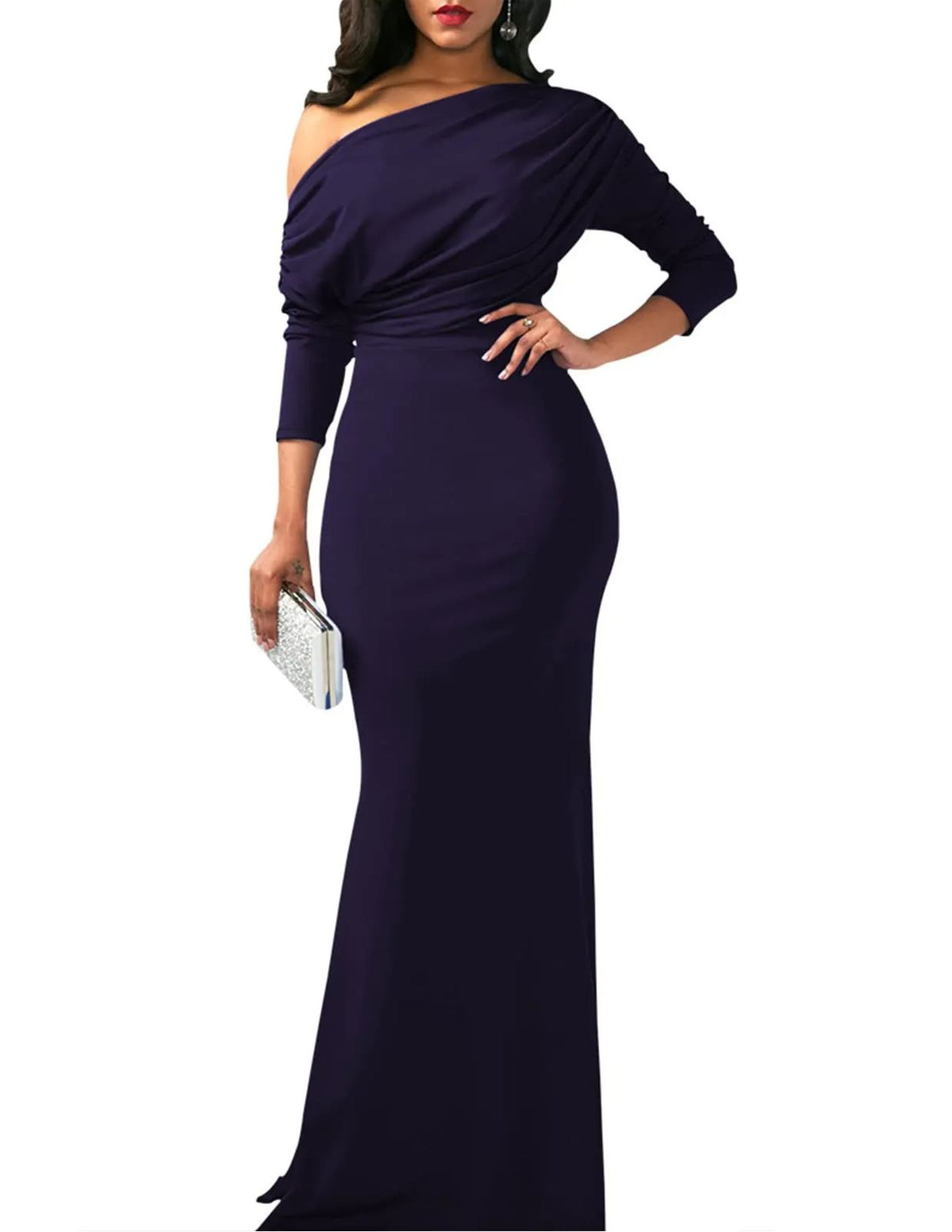 Robe de soirée longue de fête formelle moulante élégante sans épaules et sans manches pour femmes 2025
