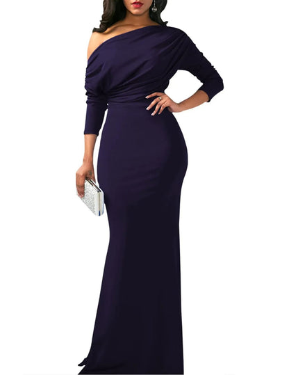 Robe de soirée longue de fête formelle moulante élégante sans épaules et sans manches pour femmes 2025