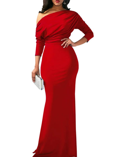 Robe de soirée longue de fête formelle moulante élégante sans épaules et sans manches pour femmes 2025