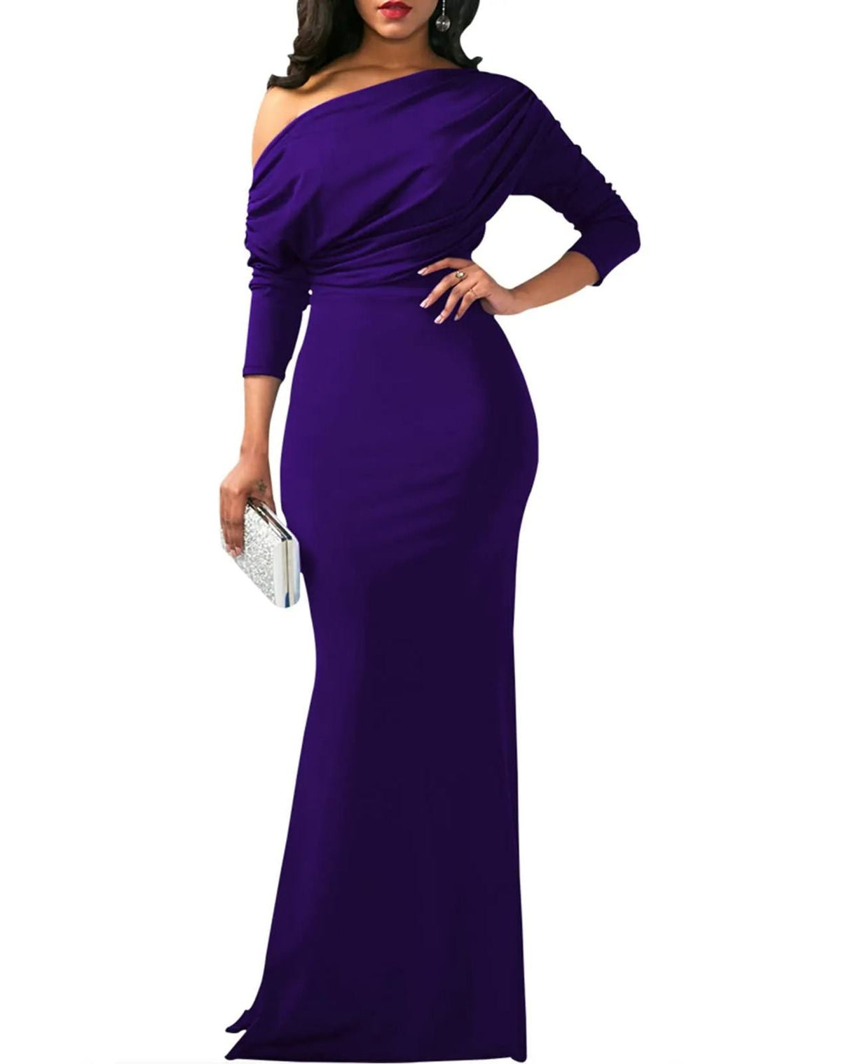Robe de soirée longue de fête formelle moulante élégante sans épaules et sans manches pour femmes 2025