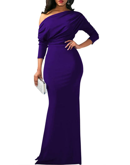 Robe de soirée longue de fête formelle moulante élégante sans épaules et sans manches pour femmes 2025