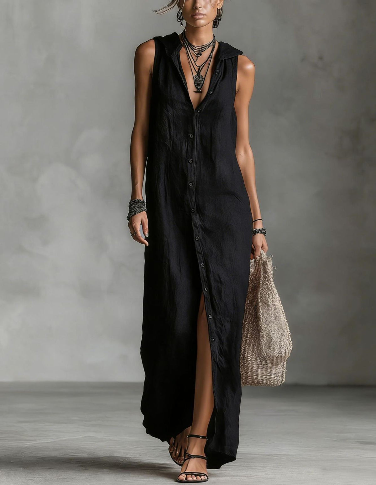 Robe longue sans manches, robe une‑pièce pour femme